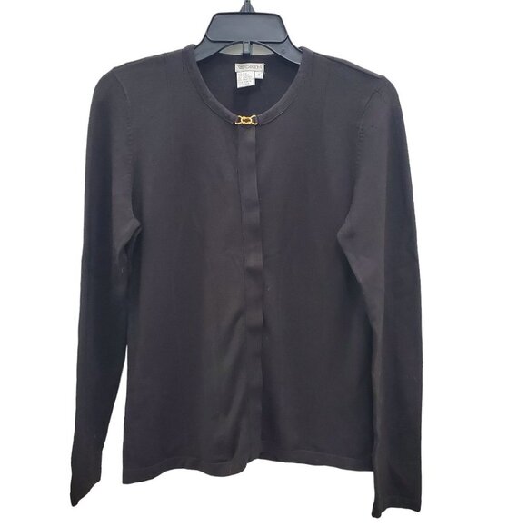 Worth Women's Vintage‎ Brown Silk Blend Button Up Clasp LS Cardigan Size S - Picture 1 of 6